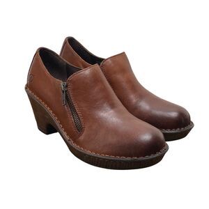 Born Elliott Women's Shoes Sz. 6.5 Brown Leather Double Zip Clogs (HF21)